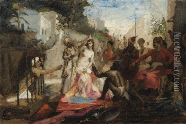 Le Marchand D'esclaves Oil Painting - Emmanuel De Dieudonne