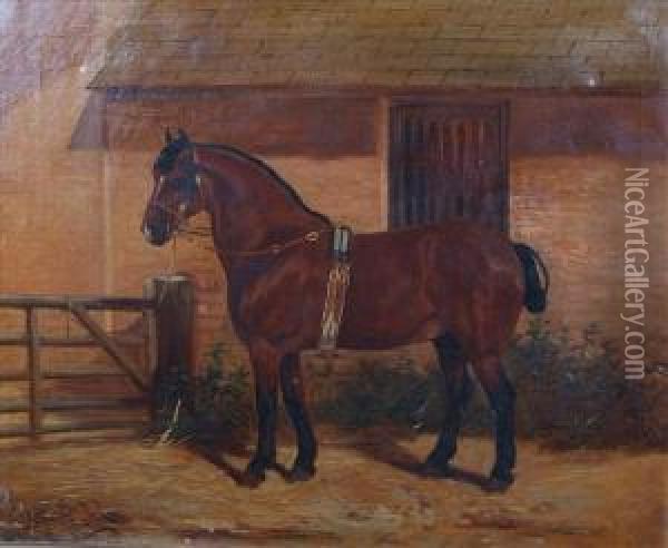 Chestnut Horse Oil Painting - Arthur Batt