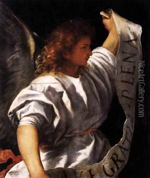Polyptych of the Resurrection Archangel Gabriel Oil Painting - Tiziano Vecellio (Titian)