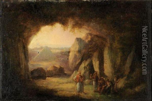 Personnages Dans Une Grotte Oil Painting - Jean-Baptiste Hilaire