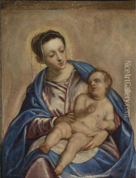 Virgin And Child Oil Painting - Jacopo Robusti, II Tintoretto