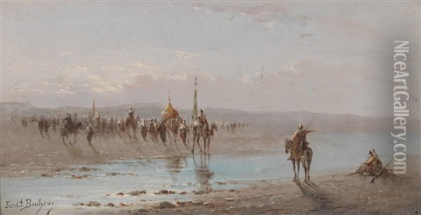 Passage D'un Che Sur Le Cheliff Algerie Oil Painting - Ferdinand Bonheur