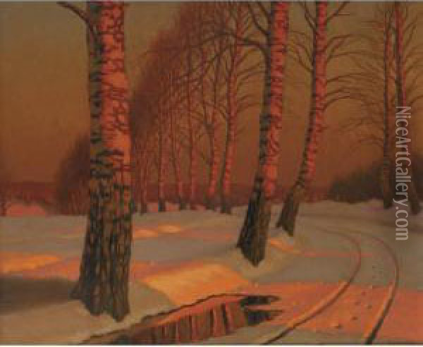 Winter Sunshine Oil Painting - Michail Markianovic Germasev