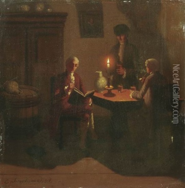 Die Lekture Oil Painting - Johann Mongels Culverhouse