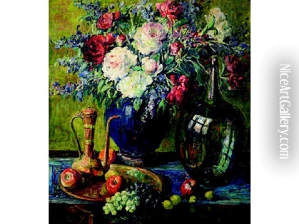 Copper Urn Oil Painting - Kathryn E. Bard Cherry