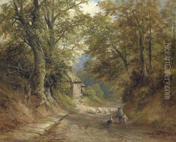 The Old Cottage, Littleover Lane Oil Painting - George Turner