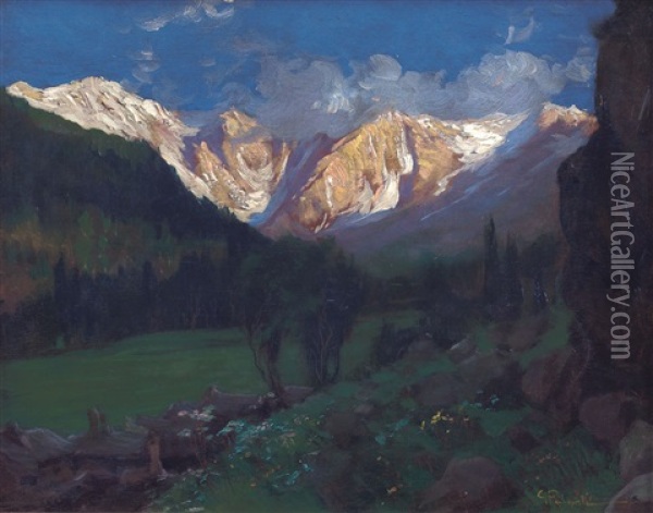 Monte Rosa Visto Da Macugnaga Oil Painting - Giuseppe Palanti