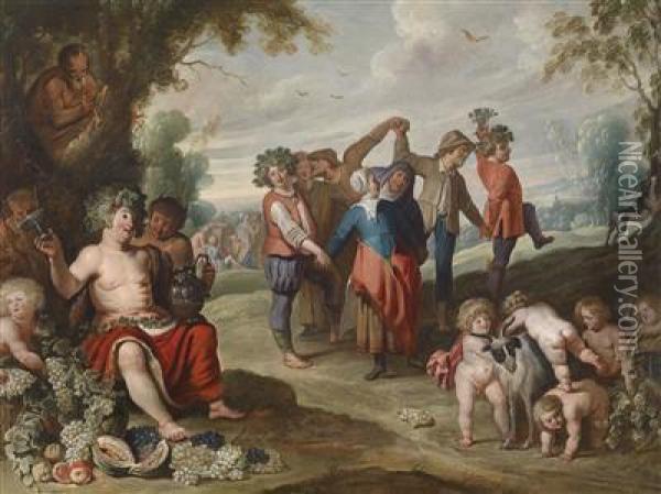 A Bacchanal Oil Painting - Pieter Casteels