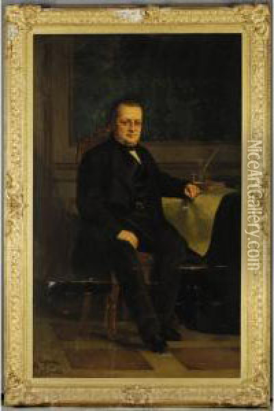 Portrait Of Count Camillo Benso Di Cavour (1810-1861) Oil Painting - Giovanni Giani