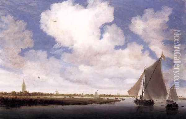 Sailboats on the Wijkermeer Oil Painting - Salomon van Ruysdael