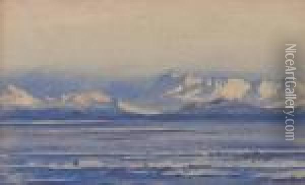Mountain Range, Mcmurdo Strait Oil Painting - Edward Adrian Wilson
