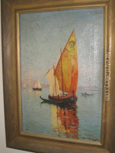Boat In Venice Oil Painting - Dey De Ribcowsky