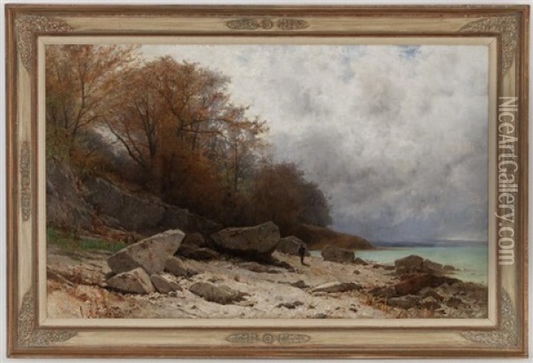Les Saars Pres De Neuchatel Oil Painting - Gustave Eugene Castan