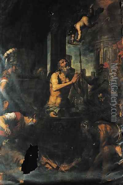 The martyrdom of Saint John the Evangelist Oil Painting - Neapolitan School