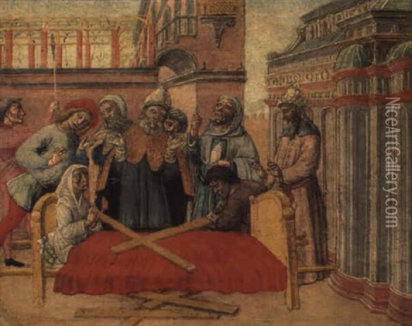 Una Storia Della Croce Oil Painting - Guidoccio di Giovanni Cozzarelli