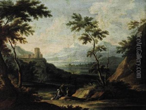 Paesaggio Campestre Con Viandanti Oil Painting - Carlo Filippo Brambilla