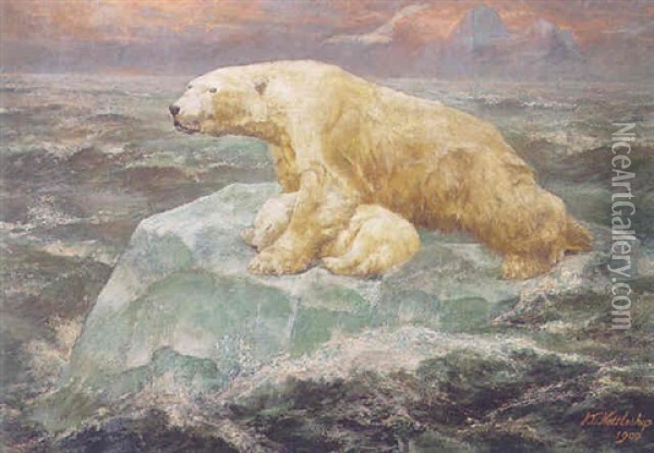Polar Bears Oil Painting - John Trivett Nettleship