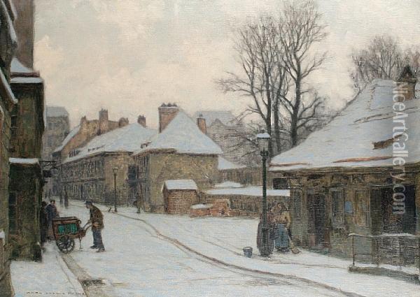 A Winter Street Scene Oil Painting - Karl Ludwig Prinz