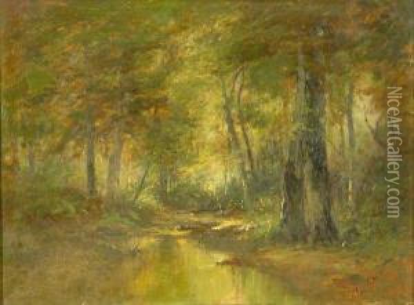 A Forest Interior Oil Painting - Roswell Morse Shurtleff