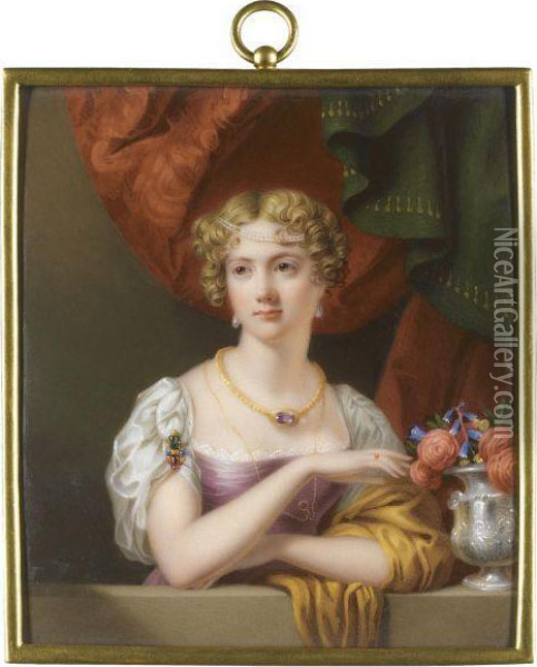 Portrait Of Lady Georgiana Charlotte Quin Oil Painting - Henry Pierce Bone