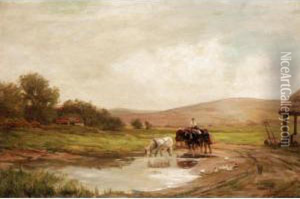 The Farmyard Oil Painting - James Aumonier