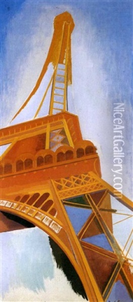 La Tour Rouge Oil Painting - Robert Delaunay