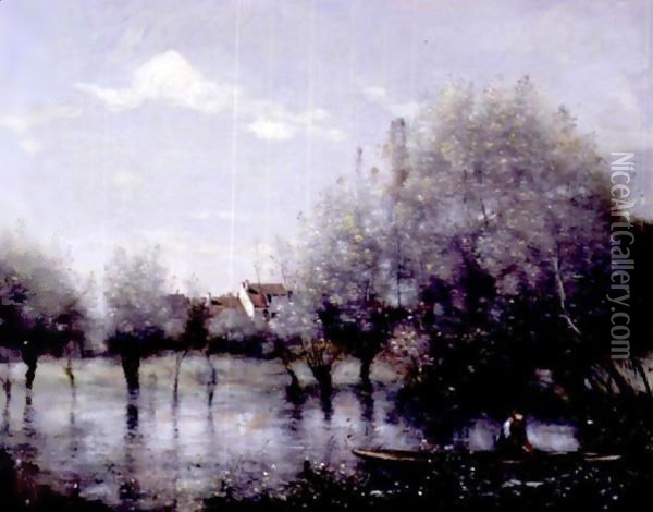 Inondation Dans Une Saulaie Oil Painting - Jean-Baptiste-Camille Corot
