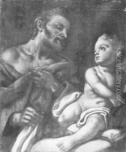St. Joseph And The Christ Child Oil Painting - Francesco de Mura