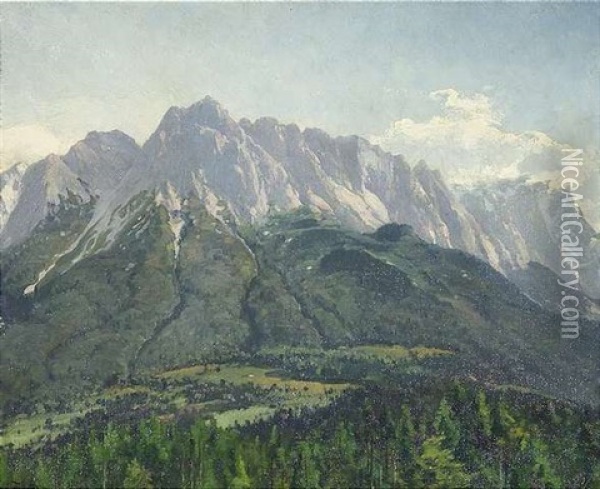 Blick Uber Das Wettersteingebirge Mit Zugspitze Oil Painting - Heinrich Gogarten