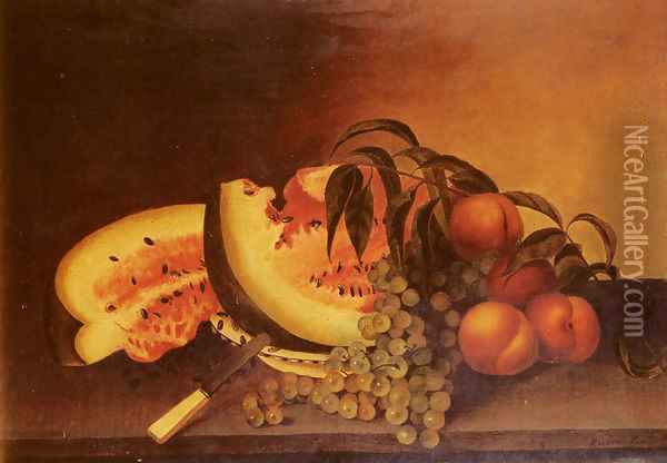Still Life With Watermelon Oil Painting - Rubens Peale