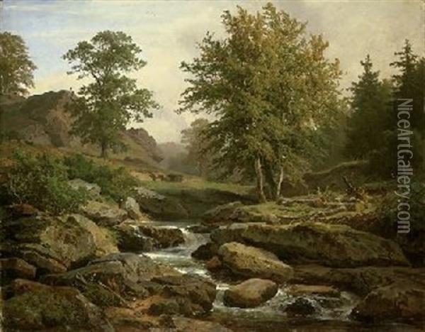 Landschaft Bei Harzburg Oil Painting - Hans Heinrich Juergen Brandes