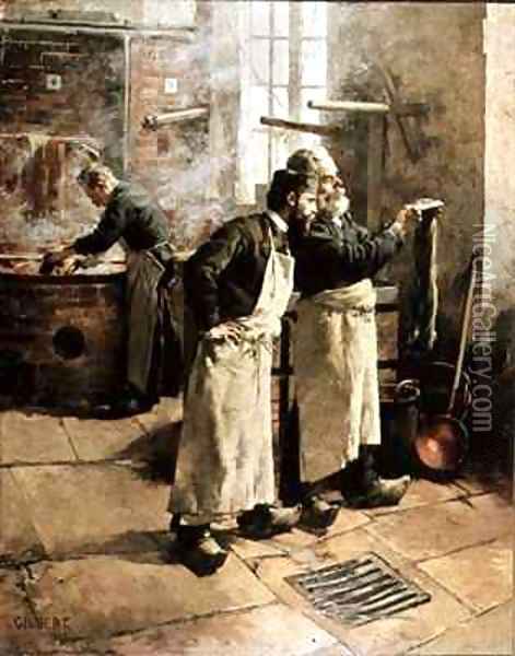 Dyeing workshop in the Gobelins Oil Painting - Rene Joseph Gilbert