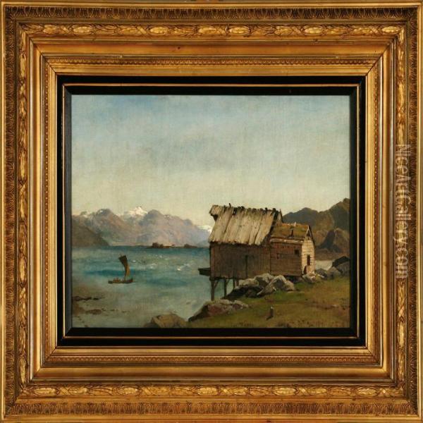 Fiord Scene From Kines Near Sorfold In Norway Oil Painting - Carl Frederick Sorensen