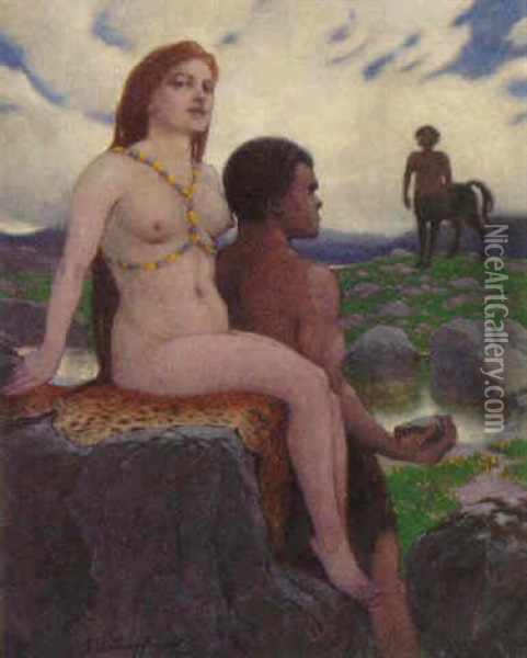 Herkules, Deianeira Und Der Kentaur Oil Painting - Gustav Wilhelm Lautenschlaeger