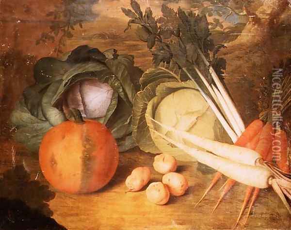 Still Life of Vegetables Oil Painting - Leonhart Hubner