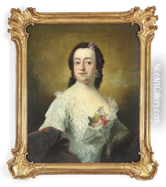 Regitze Sophie Guldencrone (1706-1799) Oil Painting - Peder Als
