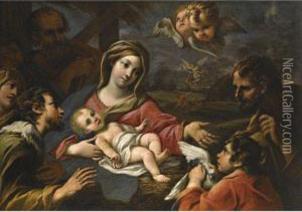 Adoration Of The Shepherds Oil Painting - Girolamo Troppa