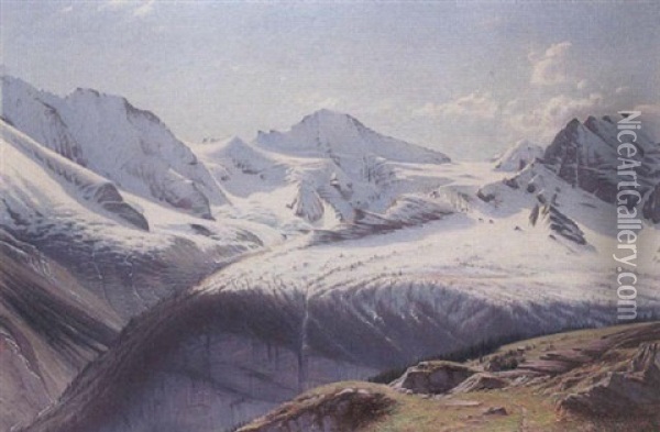 After Snowfall, Breithorn From Murren, Bernerobersland, Switzerland Oil Painting - Sigvard Marius Hansen