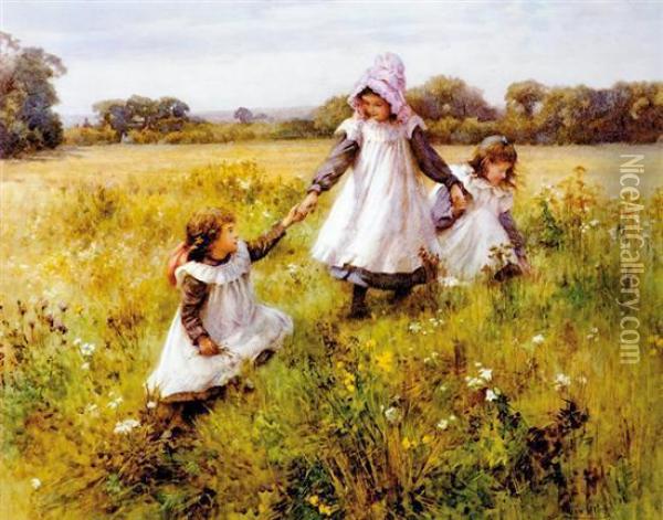 Gathering Summer Flowers Oil Painting - William Affleck