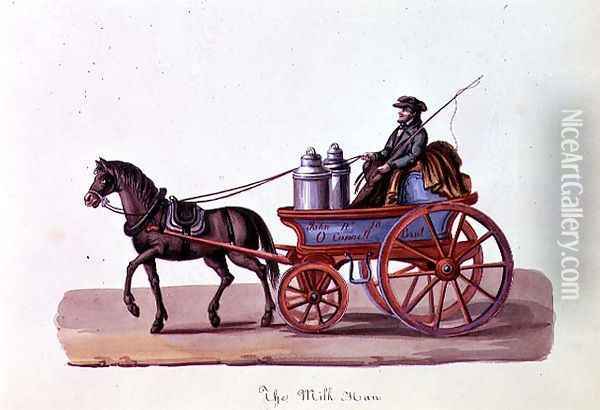The Milk Man, c.1840-44 Oil Painting - Nicolino Calyo