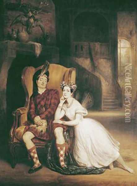 Marie 1804-84 and Paul Taglioni 1808-84 in the ballet La Sylphide Oil Painting - Francois Gabriel Guillaume Lepaulle