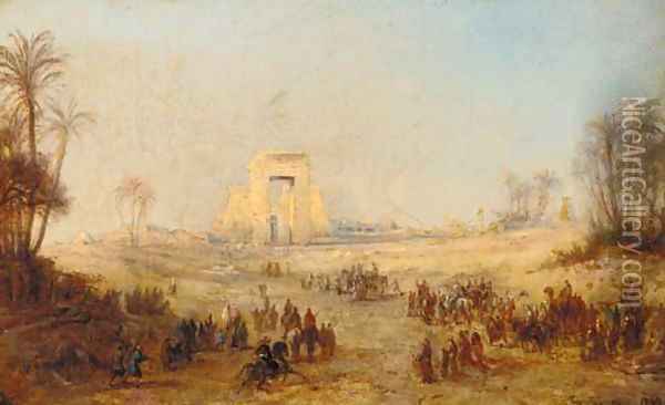 Travelling towards Giza, Egypt Oil Painting - Eugene Fromentin