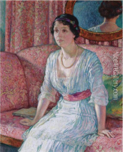 Portrait De Mme Margareta Von Kuhlmann-stumm Oil Painting - Theo van Rysselberghe