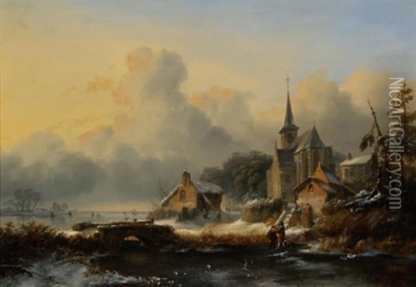 Winterlandschap Oil Painting - Carl Hilgers
