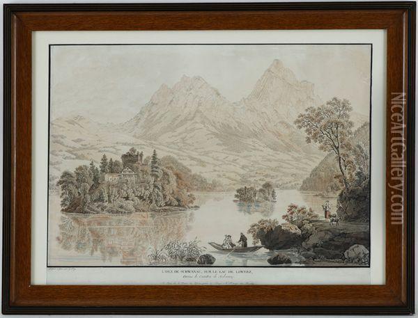L'isle De Schwanau Sur Le Lac De Lowerz Et Altdorf Et Sesenvirons Oil Painting - Gabriel I Lory