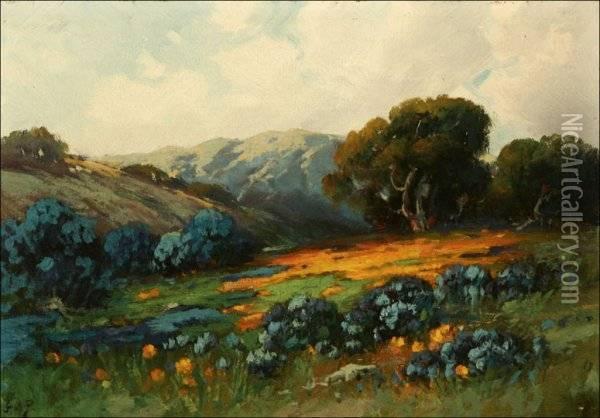 Santa Barbara Landscape With Wildflowers Oil Painting - Alexis Matthew Podchernikoff