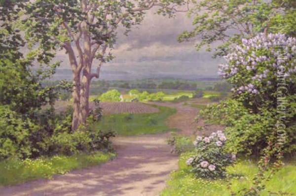 Solbelyst Sommarvag Oil Painting - Johan Fredrik Krouthen