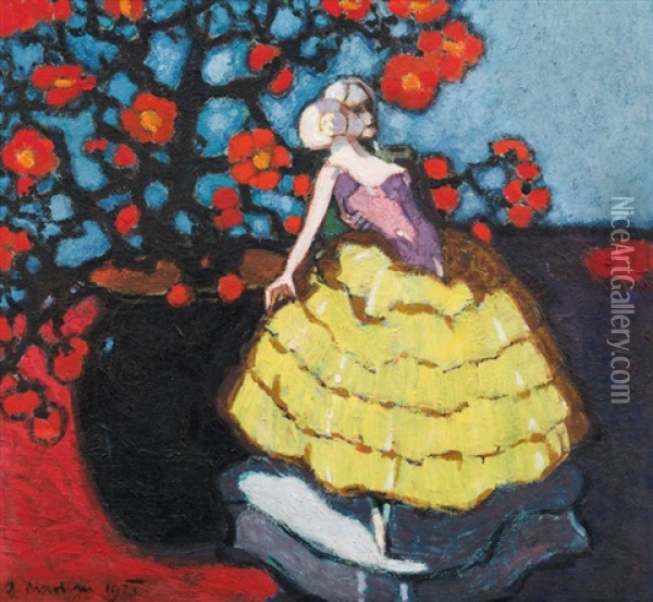 Stillleben In Roten Blumen Oil Painting - Artur Nikodem
