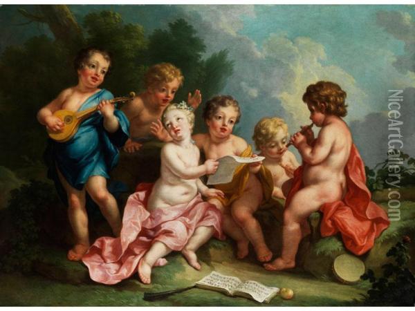 Musizierende Kinder Oil Painting - Claudio Francesco Beaumont