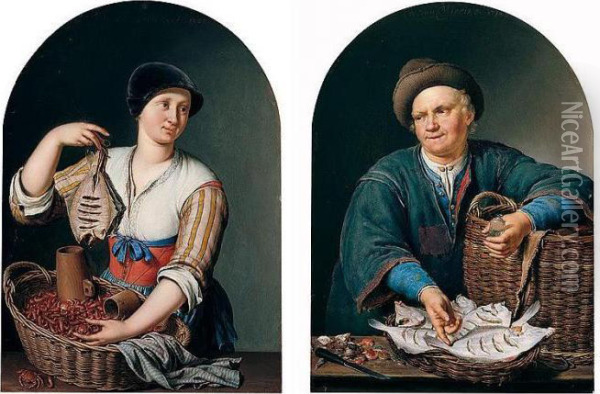 The Fish Seller Oil Painting - Willem van Mieris